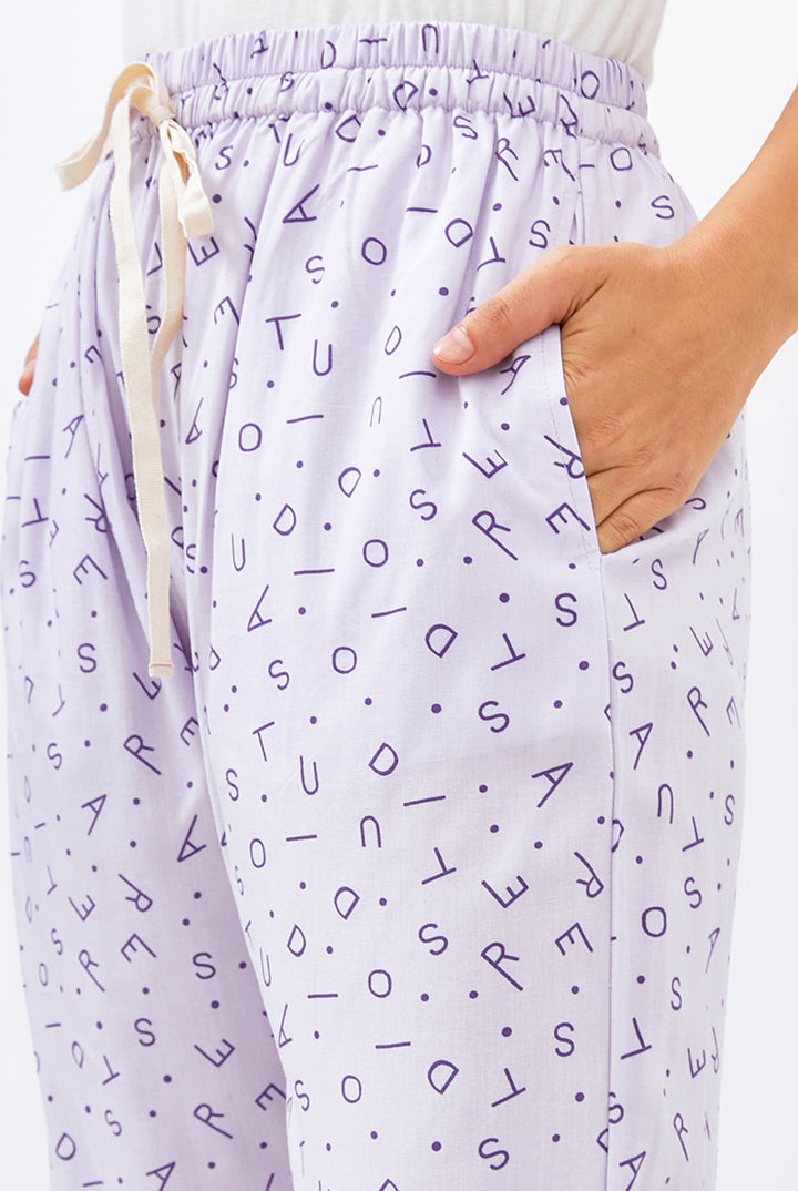 Gani Unisex Relax Pants in Lilac Monogram