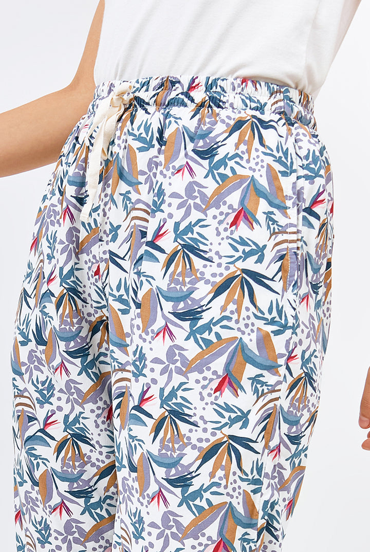 Gani Unisex Relax Pants in White Paradise