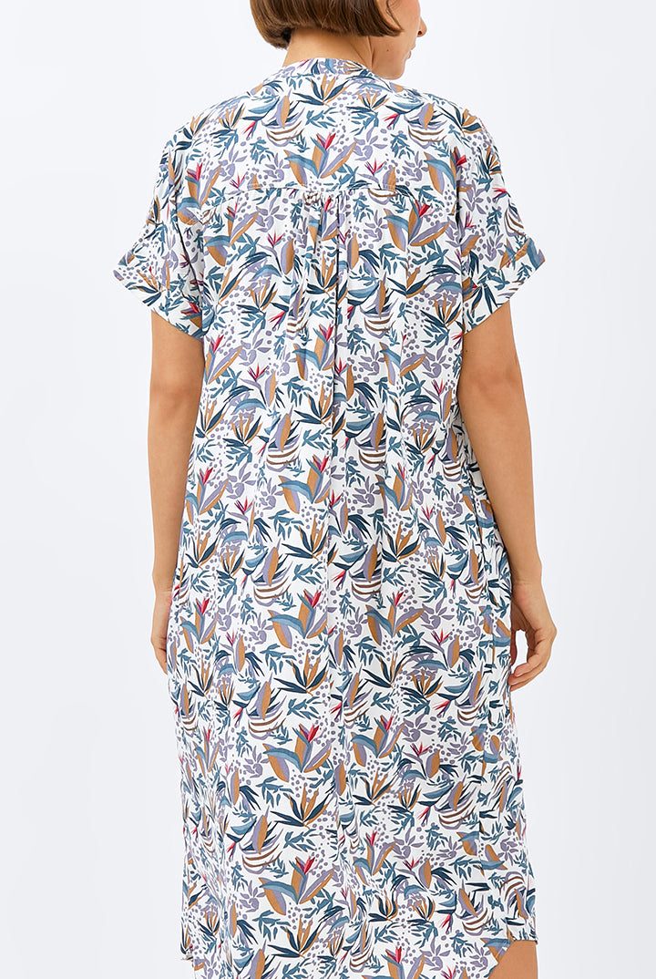 Obi Loose Dress in White Paradise