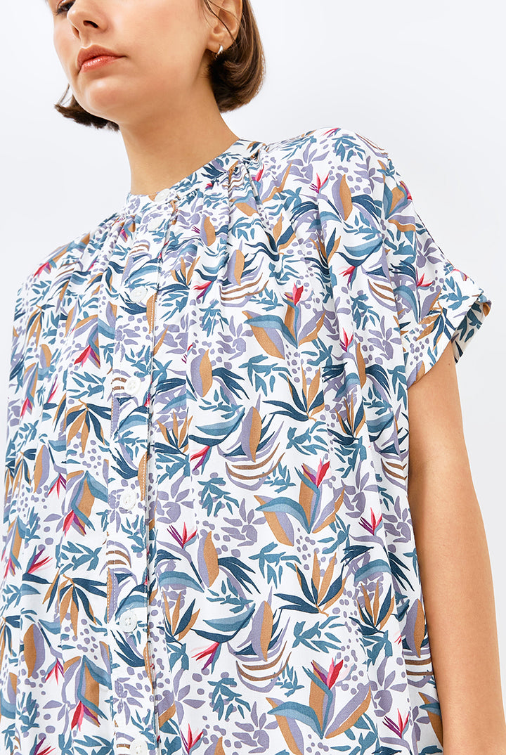 Obi Loose Dress in White Paradise