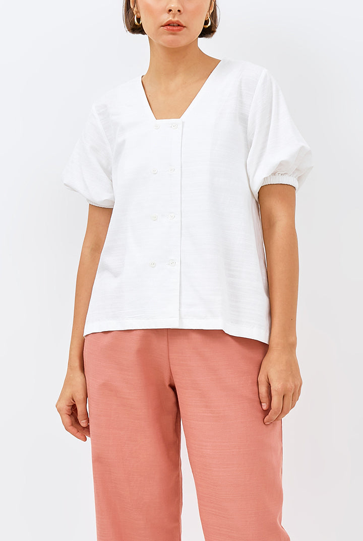 Tori Puff Sleeve Top in White