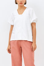 Tori Puff Sleeve Top in White