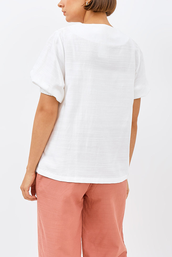 Tori Puff Sleeve Top in White