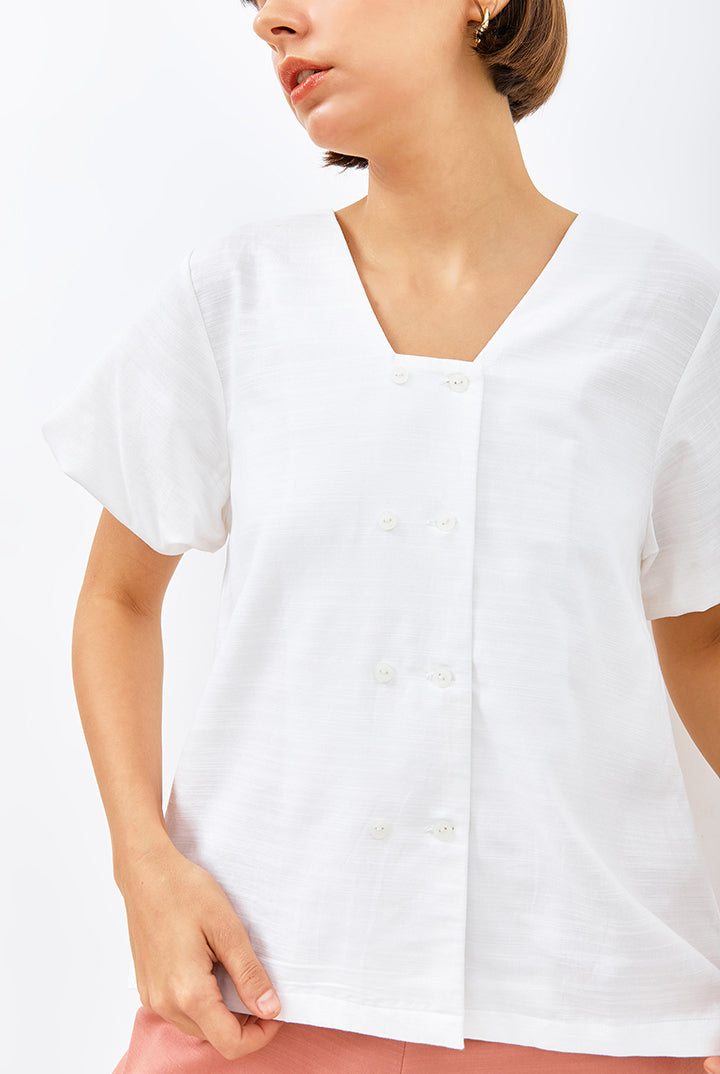 Tori Puff Sleeve Top in White