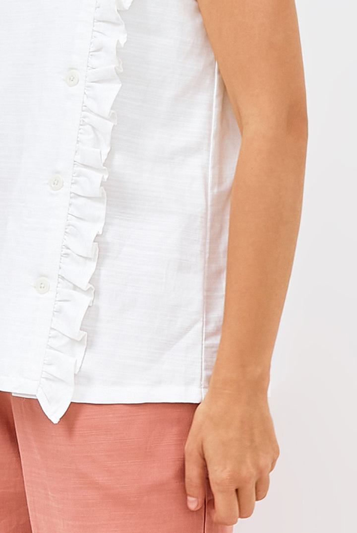 Rea Sleeveless Frill Top in White