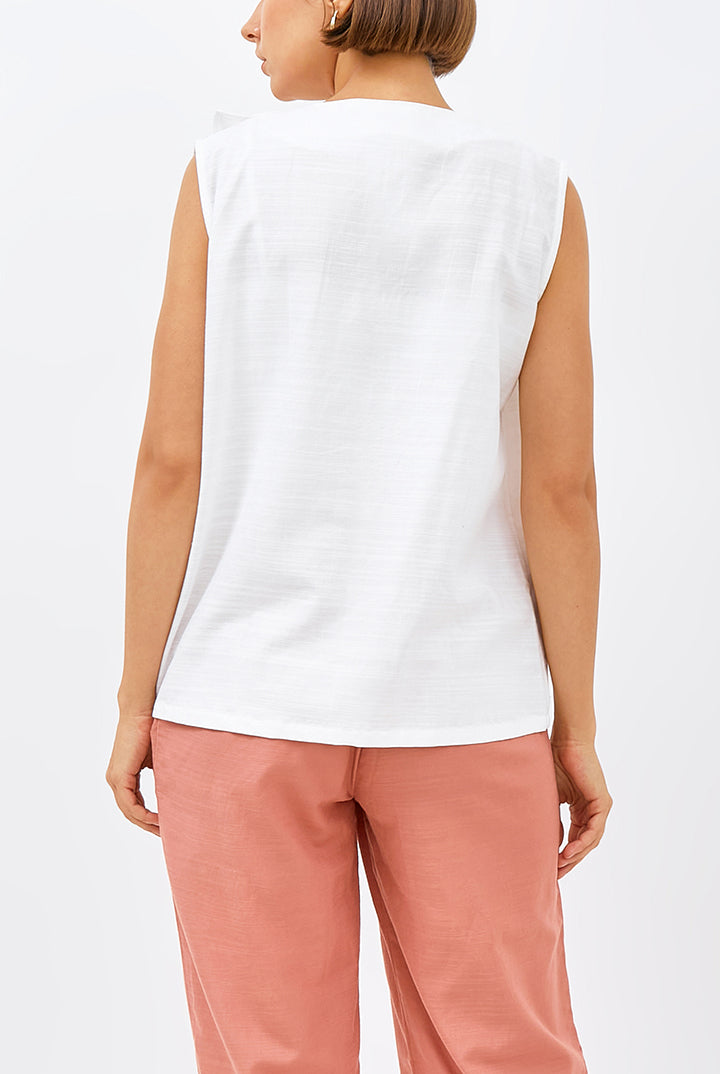 Rea Sleeveless Frill Top in White