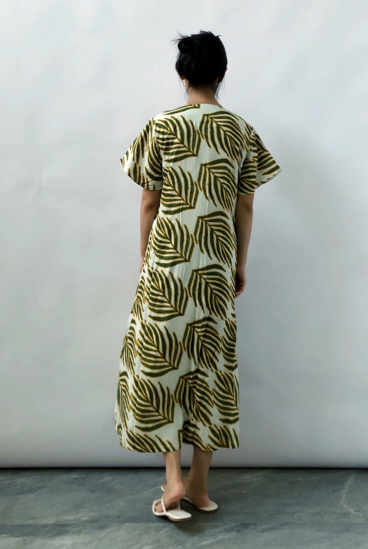 Bagu Dress in Cream Palm