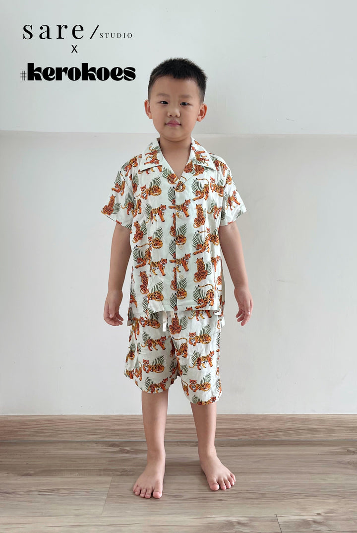 Mappi Mariri Kids Set in Cream Tiger