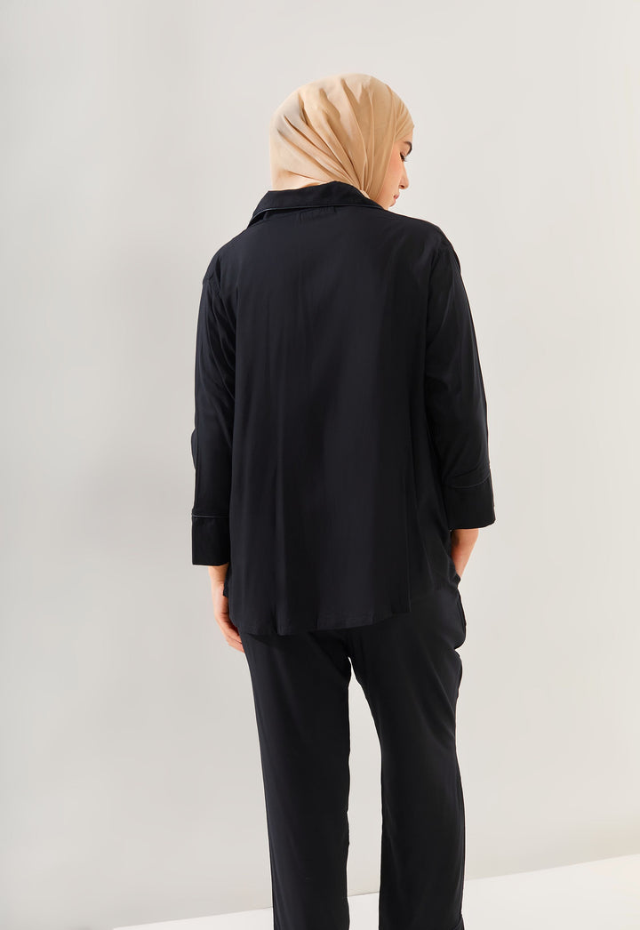 Solo A Line Long Sleeve Top in Black